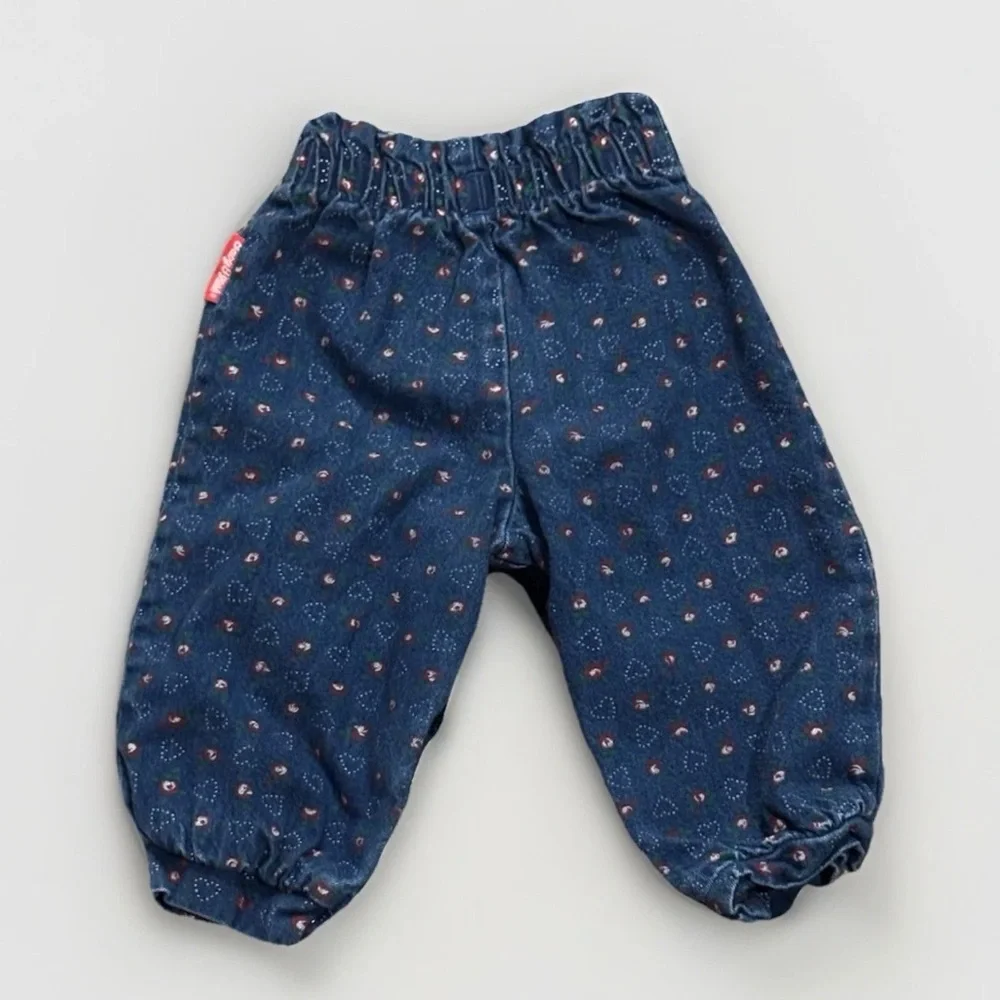 OshKosh B’Gosh Baby Denim Pants 12M Floral Hearts USA Paper Tag 90s Vintage